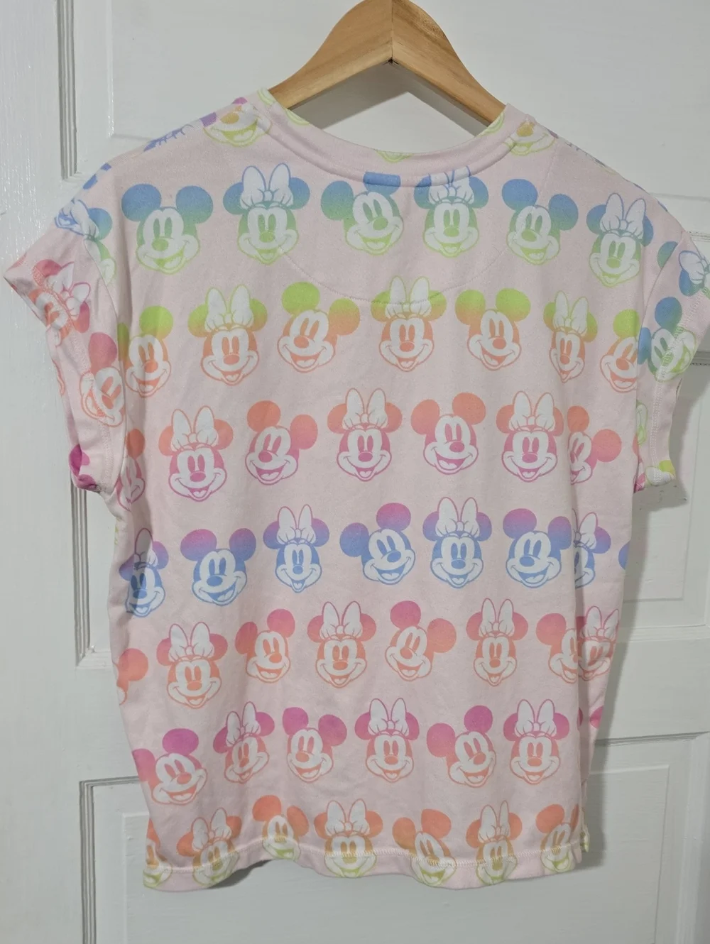 Girls Disney Pastel Rainbow Mickey & Minnie Sleep Top